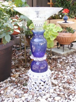 Upcycled Solar Powered Garden Fountain/ Bird Bath