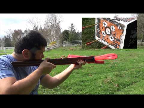 100lb Medieval Style PVC Crossbow for Under $10 Part 7 - Shooting the Finished Crossbow