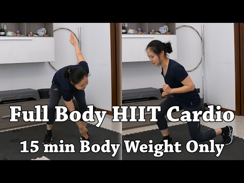 15 min Full Body Intense HIIT Cardio w/ Modification - Body Weight Only