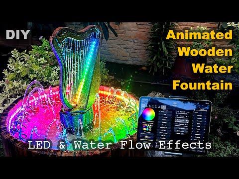 Animated Wooden Water Fountain with LED &amp; Water Flow Effects | DIY