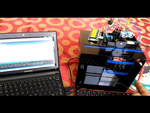 Automatic Door Opening Using  Arduino DC Motor Ultrasonic Sensor LCD Piezo