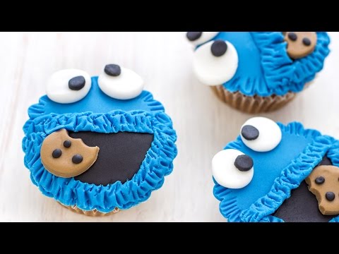 Cookie Monster Fondant Cupcake Toppers Tutorial | HappyFoods