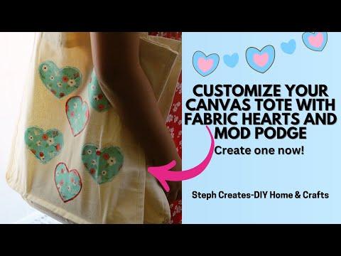 Crafty Tote Transformation: Fabric Hearts &amp; Mod Podge