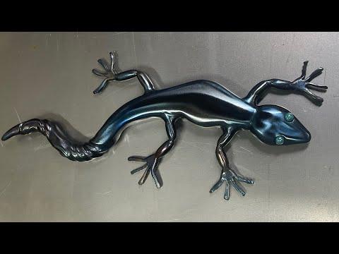 Creating the arms and legs for a scrap metal lizard.