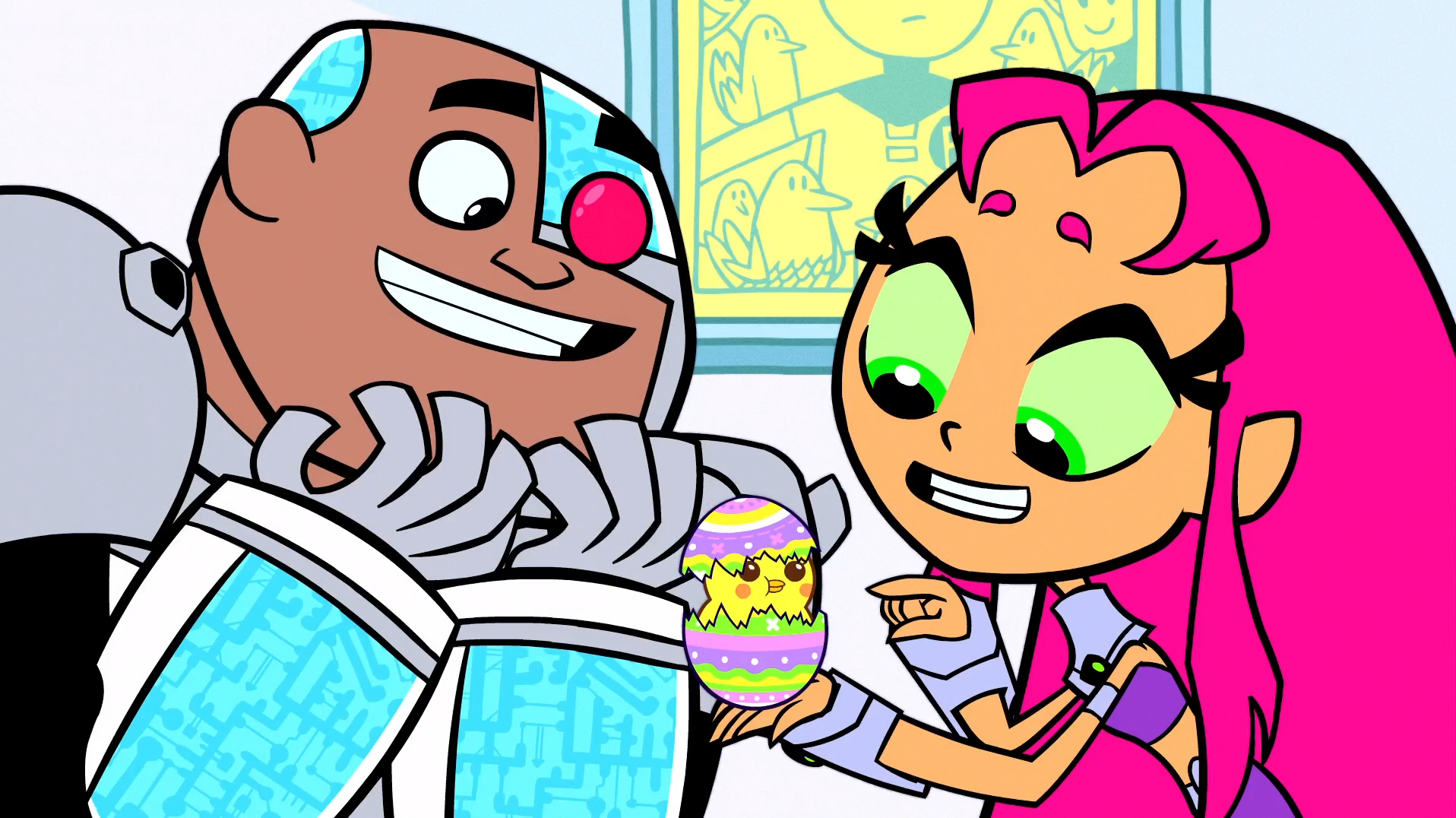 Cyborg_and_Starfire_wit_hatching_egg.png