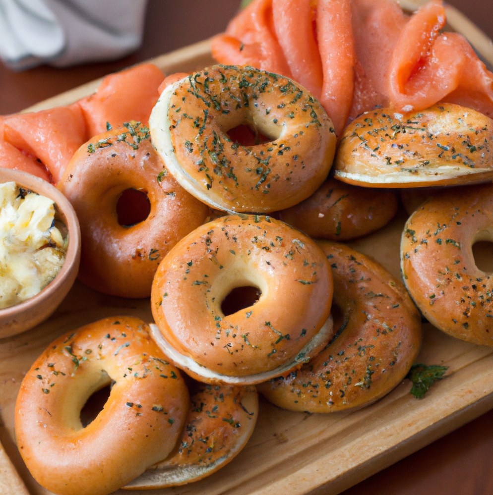 DALL&middot;E 2023-02-04 18.13.09 -  wooden platter with salmon and cream cheese bagels.png