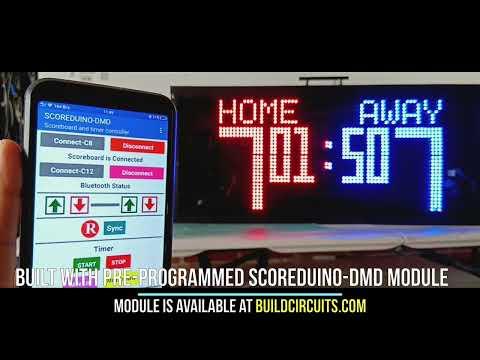 DIY Dual color 4 displays basic scoreboard built with Smart phone operated Arduino SCOREDUINO DMD