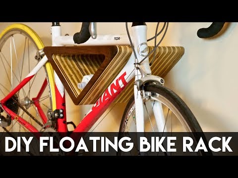 DIY Floating Wall-Mounted Bike Rack | How To Build - Woodworking