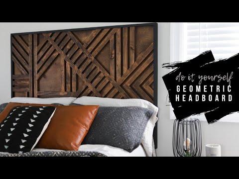 DIY Headboard With Geometric Wood Pattern