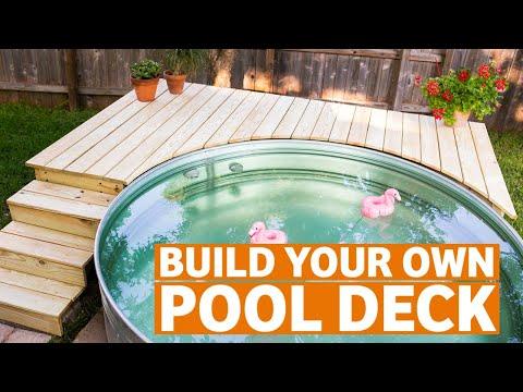 DIY Pool Deck with a Secret Hatch! How To Build A Deck For Your Stock Tank Pool