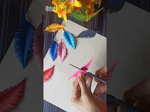 Diy Paper Feathers #shorts #diyfeathers #papercraft #paperfeathers #easycraft