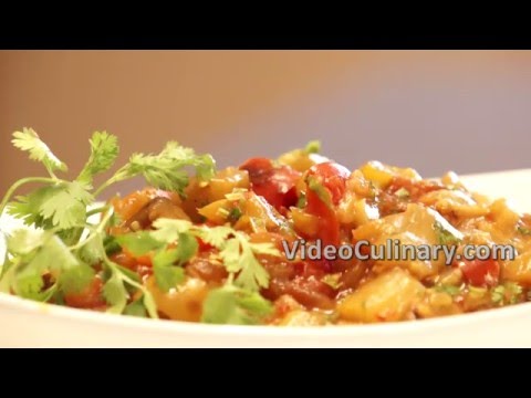 Eggplant Salad Recipe with Tomatoes &amp;amp; Peppers - Video Culinary