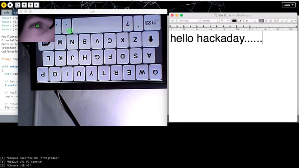 Eye of Horus 2015 Hackaday Prize Semifinals Video - Demo 6 Keyboard