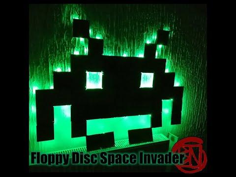 Floppy disc space invader wall deco