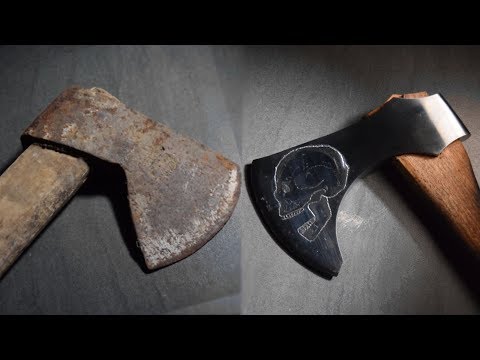 How to Make a Viking Style Axe from an old Rusty Axe - No Forging