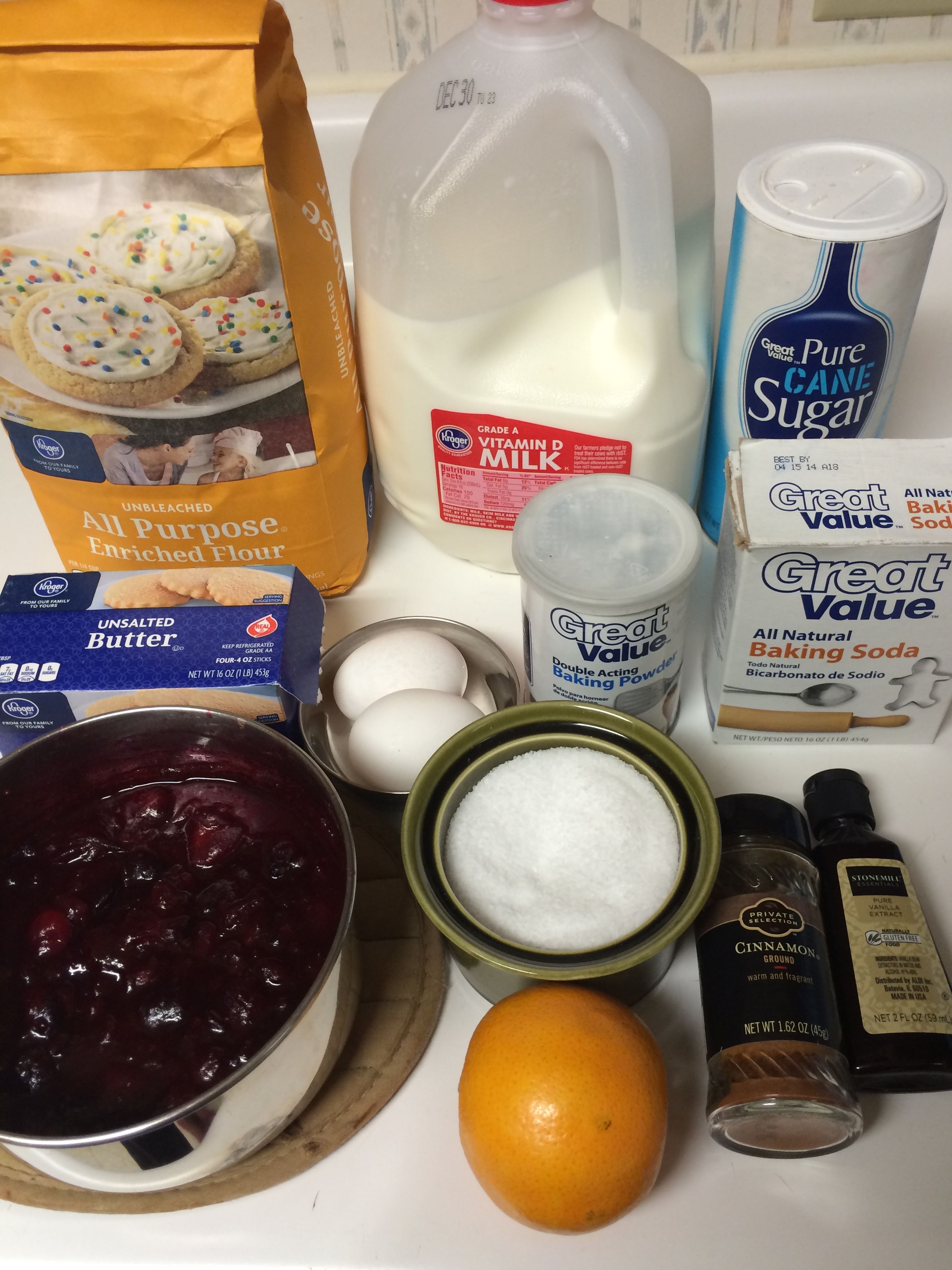 Ingredients required to prepare cranberry muffins.JPG