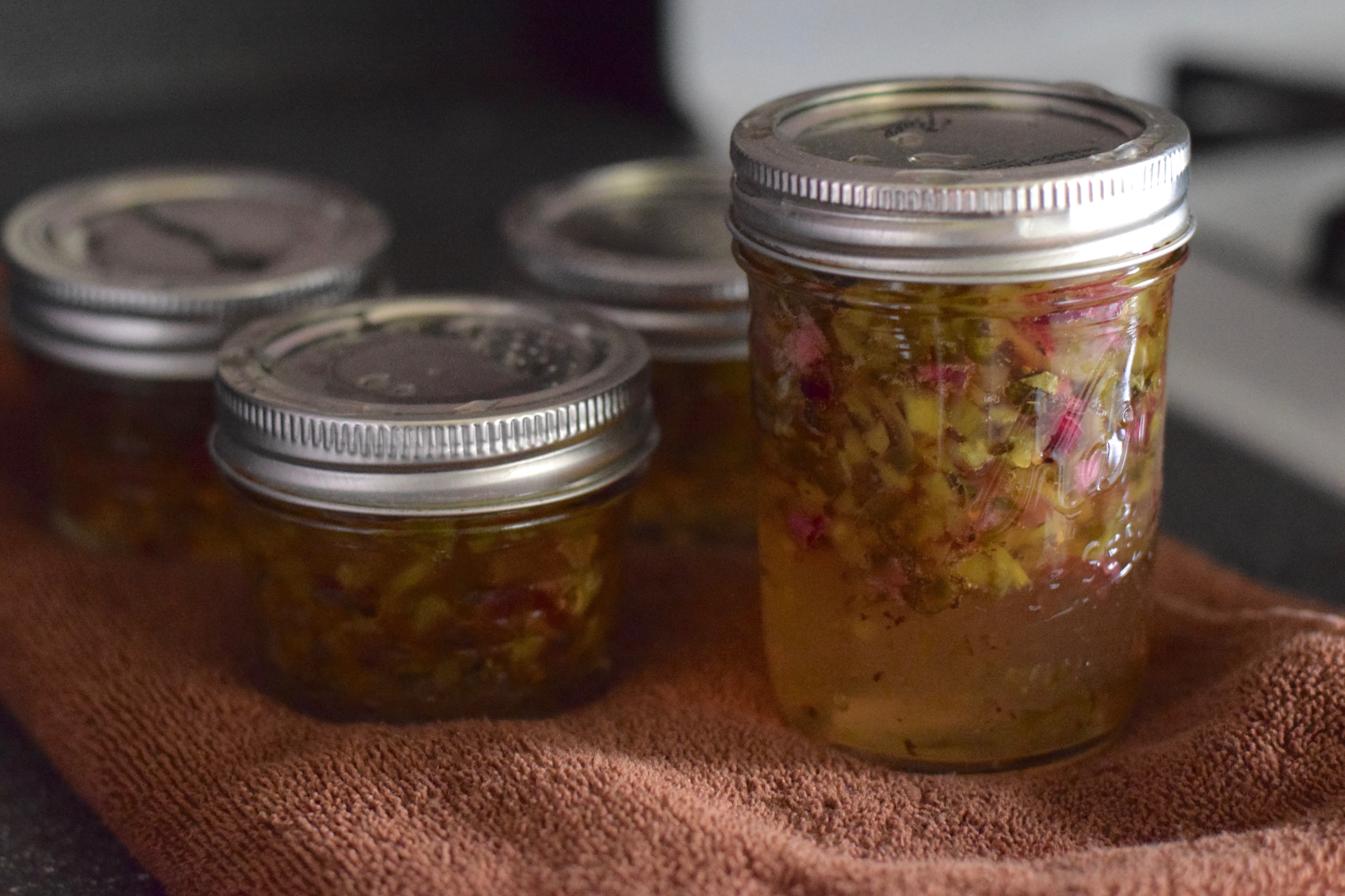 Jars resting Banana Pepper Basil Jelly - 1.jpg