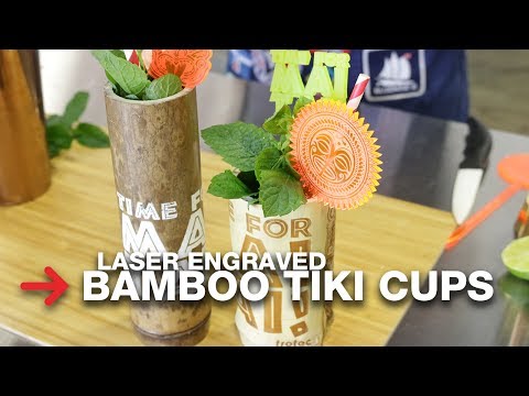 Laser Engraved Bamboo Tiki Cups | TroGlass Acrylic Swizzle Sticks