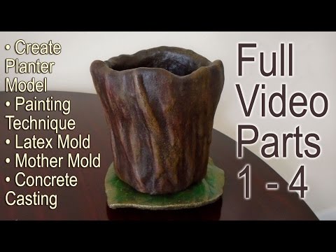 Make A Planter For Concrete Casting - Full Video - Parts 1-4 - From Sculpting To Molding &amp;amp; Casting