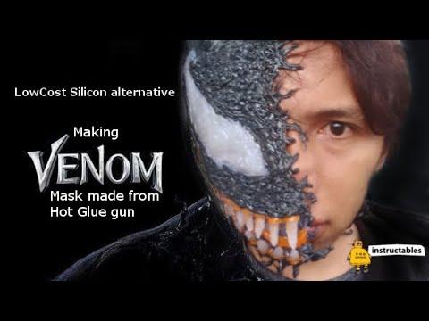 Making venom rubber mask with hot glue