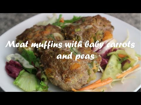 Meat muffins with baby carrots and peas recipe