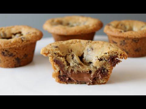 Nutella Stuffed Chocolate Chip Cookie Cups