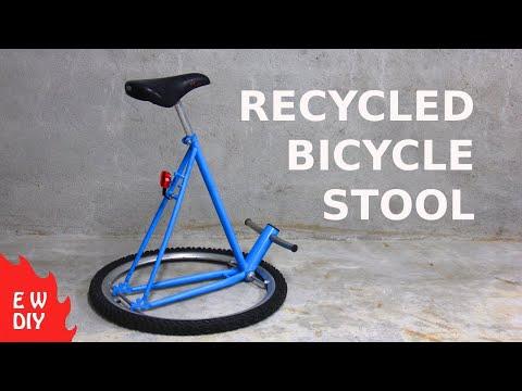 Recycled bicycle stool.