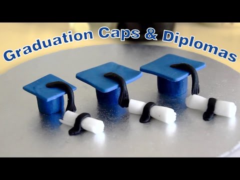 Sugar Paste Icing Fondant Graduation Caps and Diplomas Cake Toppers