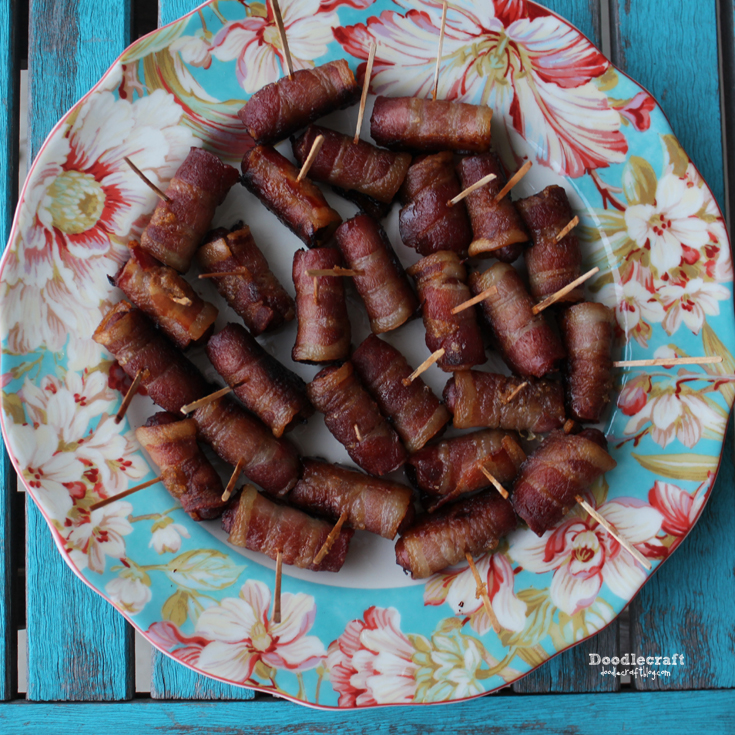 bacon wrapped sausages easy simple appetizers savory sweet smokies brown sugar (10).JPG