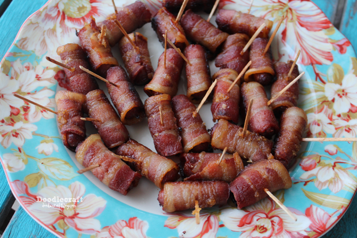 bacon wrapped sausages easy simple appetizers savory sweet smokies brown sugar (4).JPG