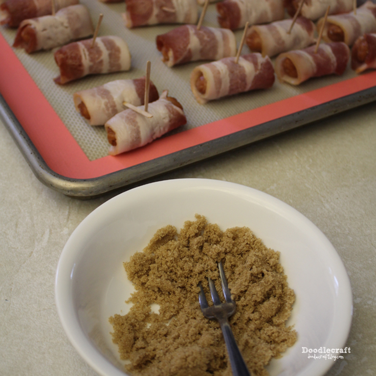 bacon wrapped sausages easy simple appetizers savory sweet smokies brown sugar (9).JPG