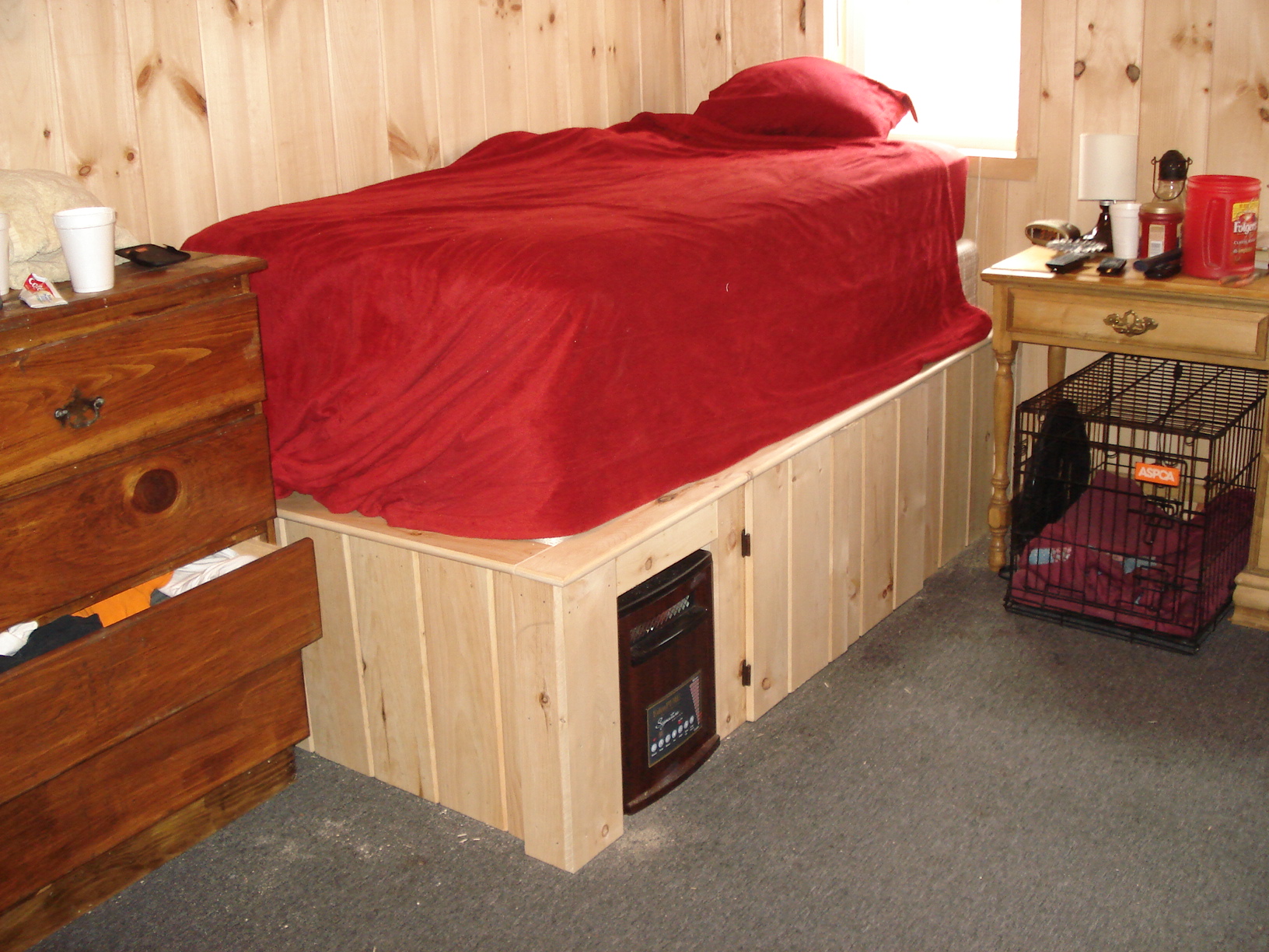 Raised Cabin Bed Frame With Hidden Space