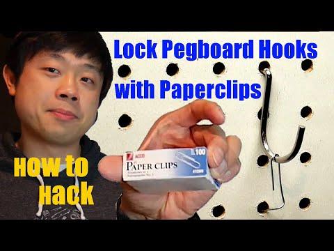 How to Quickly Secure Any Pegboard Hook With A Paper-Clip, Keep All Pegboard Hooks From Falling Out!