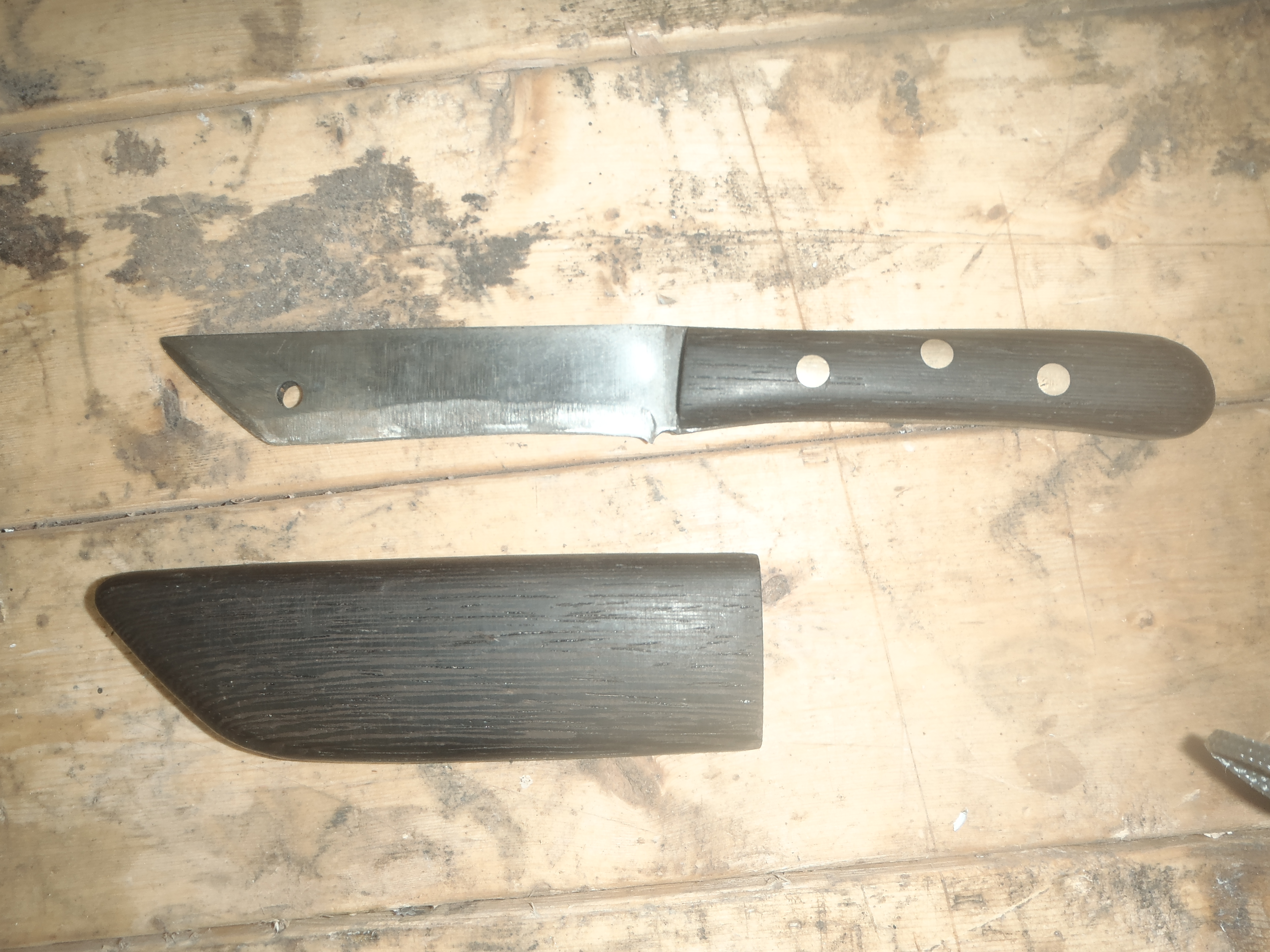 Tanto Style Knife and Wooden Sheath