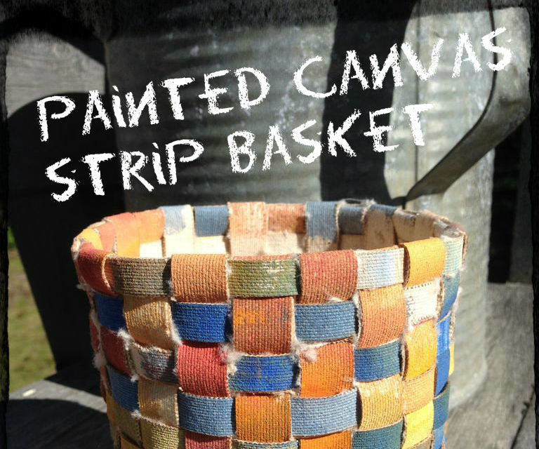 Painted Canvas Strip Basket